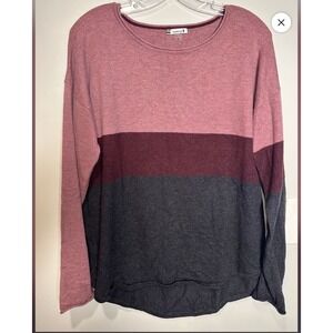 SMARTWOOL Wool Blend Crew Sweater Women's Sz XL Colorblock Pink Purple Heather